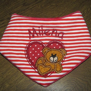 Baby bib with name, Baby triangle scarf with name image 2