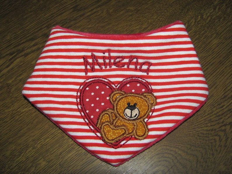 Baby bib with name, Baby triangle scarf with name image 2
