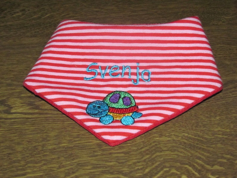 Baby bib with name, Baby triangle scarf with name image 3