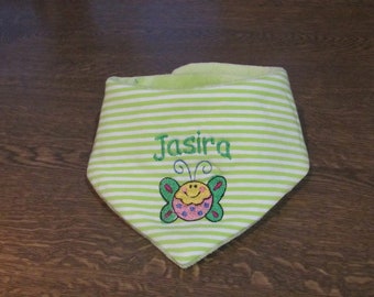 Baby bib with name, Baby triangle scarf with name, bandana bib