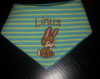 Baby bib with name, Baby triangle scarf with name