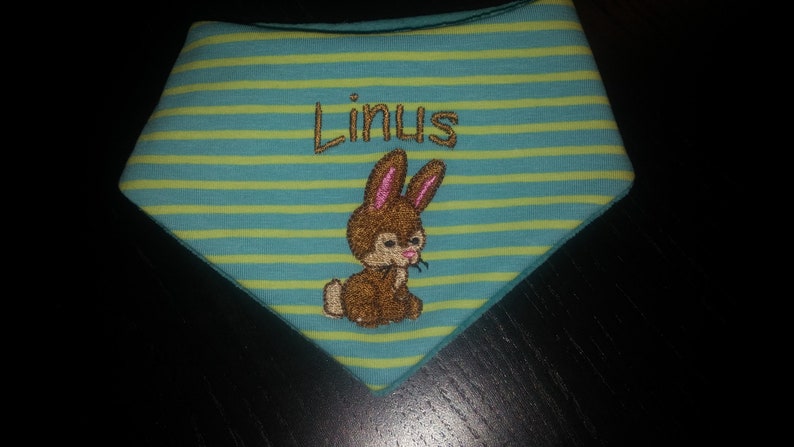 Baby bib with name, Baby triangle scarf with name image 1