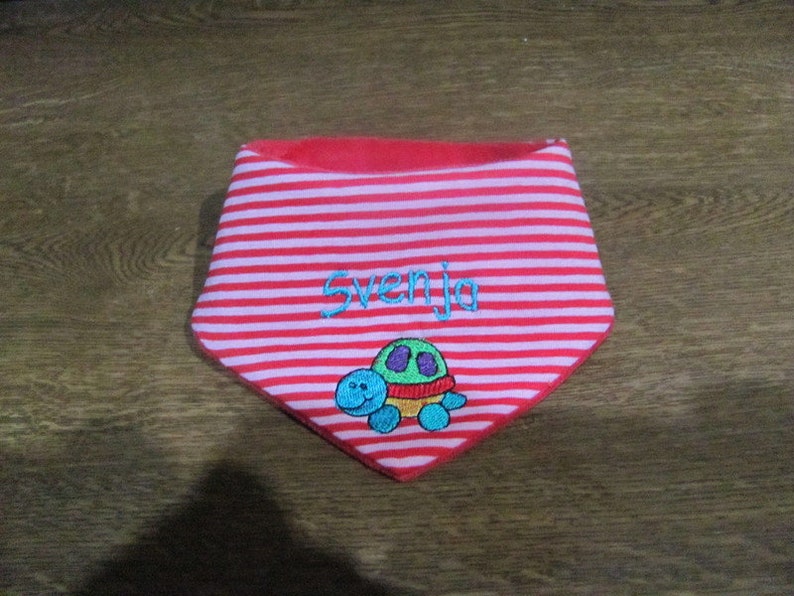 Baby bib with name, Baby triangle scarf with name image 2