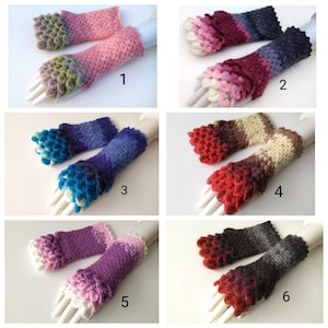 6 COLORS Dragon scale gloves Fingerless gloves Arm warmers Womens gloves Winter gloves Texting gloves Handmade wrist warmers gloves