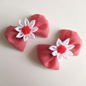 Handmade Kanzashi Fabric flower Hair Barrette Kanzashi Fabric Flower hair clip