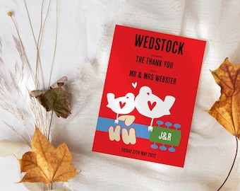 Wedding Thank You Cards - Woodstock Design (Wedstock)