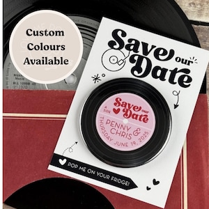 Wedding Save The Date Magnets - Vinyl Record Design Complete With Mini Backing Cards