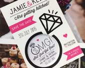 Wedding Save The Date Magnets Shit Just Got Real Design (Complete With Matching Backing Postcards)