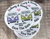 Wedding Save The Date Magnets Retro Camper Van Design Complete With Organza Bags