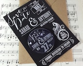 Wedding Save The Date Magnets Rustic Chalkboard Inspired Design (Complete With Backing Postcards)