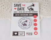 Wedding Save The Date Magnets Vintage Gramophone Design (Complete With Backing Postcards) Vinyl Record