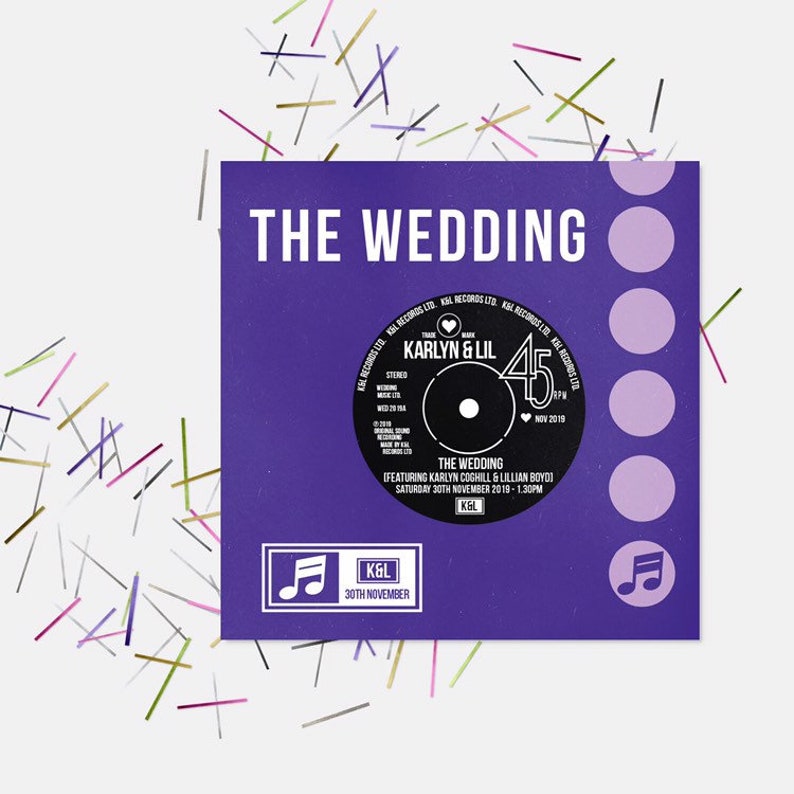 Wedding/ Party Invitations Vinyl Record Inspired Design image 4