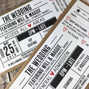 Wedding/ Party Invitations Gig/ Concert Ticket Design Perforated image 4