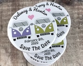 Wedding Save The Date Magnets Retro Camper Van Design Complete With Organza Bags