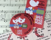 Wedding Save The Date Magnets Vintage Woodstock Festival Design Complete With Organza Bags - Wedstock