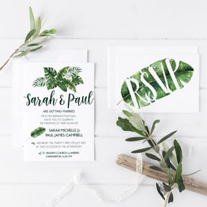 Wedding/ Party Invitations - Tropical Palm Leaf Design