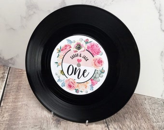 REAL 7" Vinyl Record Wedding Table Numbers/ Names - Floral Vinyl Record Design