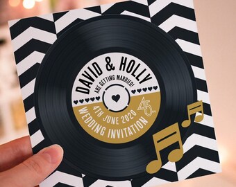 Wedding/ Party Invitations - Chevron Vinyl Record Design