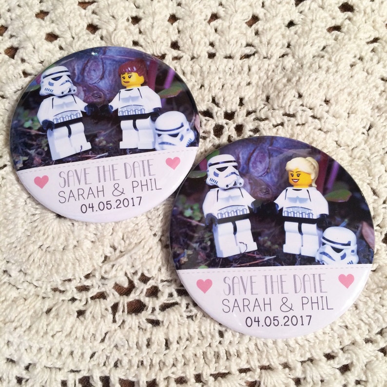 Wedding Save The Date Magnets Lego Star Wars Inspired Design Etsy