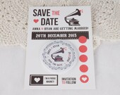 Wedding Save The Date Magnets Vintage Gramophone Design (Complete With Backing Postcards) Vinyl Record