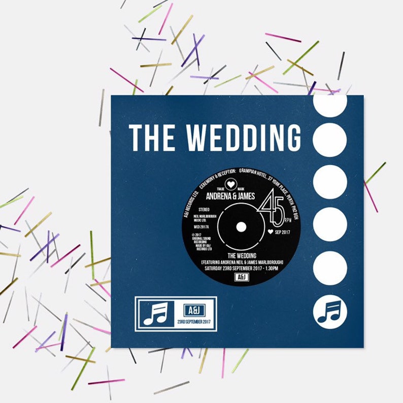 Wedding/ Party Invitations Vinyl Record Inspired Design image 1