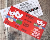 Woodstock Wedding/ Party Invitations - Festival Ticket Design (Perforated) Wedstock