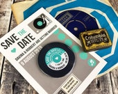 Wedding Vinyl Record Save The Date Magnets - Vintage Vinyl Record Design (Complete With Backing Postcards)