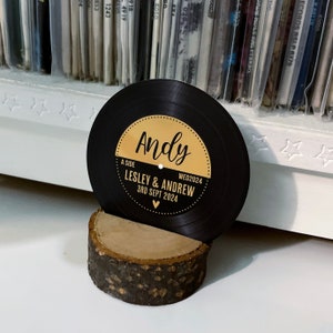 Segnaposto per matrimonio/festa - Design ispirato ai dischi in vinile, oro