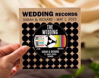 Wedding/ Party Invitations - Rainbow Vinyl Record Inspired Design