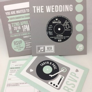 Wedding/ Party Invitations Vinyl Record Inspired Design image 7