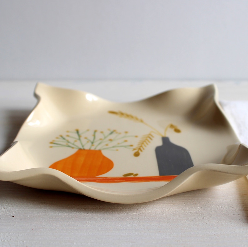Jewelry dish Snack plate Colorful plate Jewelry storage Square spoon rest Still life plate Ceramic spoon rest Small plate Ceramics