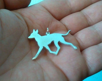 Toy Terrier ( English)Trot Silhouette Sterling Silver Pendant