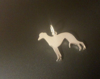 Whippet standing silhouette Sterling Silver pendant
