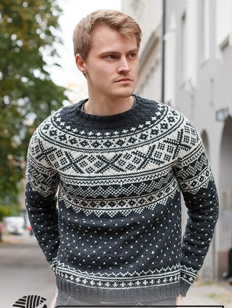 Made to Order.men's Knitted Sweater With Round Yoke and - Etsy