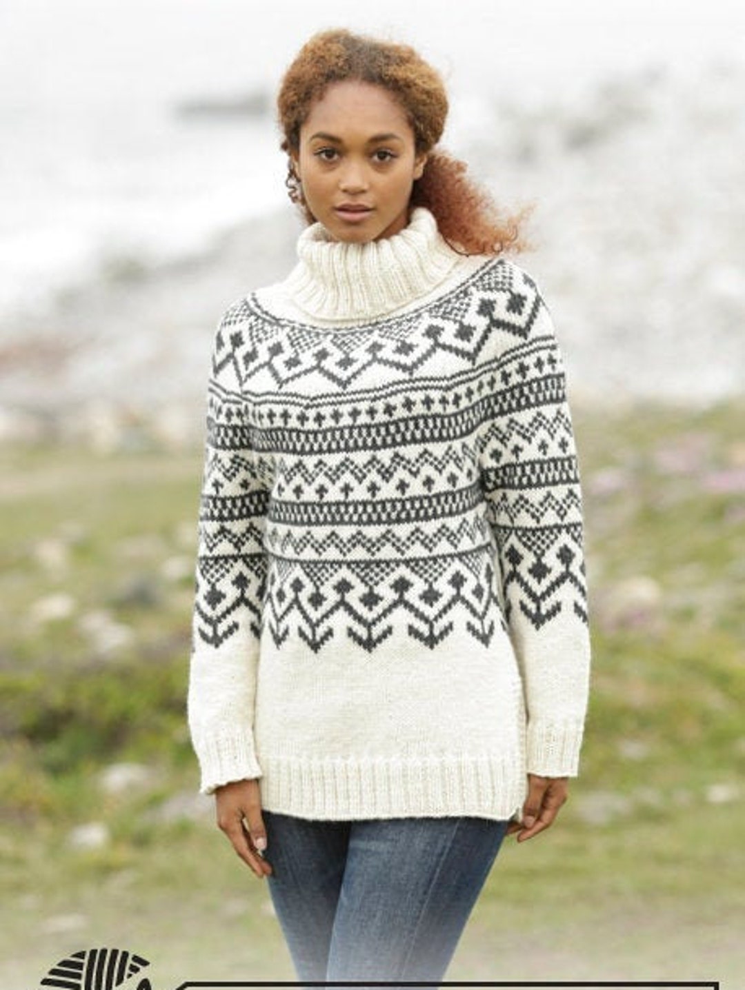 Hand Knitted Jumper With Round Yoke and Norwegian Pattern in - Etsy