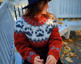 Lopapeysa Icelandic sweater made of pure Icelandic lopi yarn, Wilderness polar
