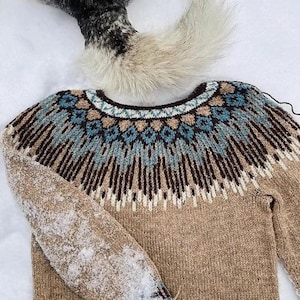 Icelandic Lopapeysa sweater made of pure Icelandic lopi yarn, Fair Isle.
