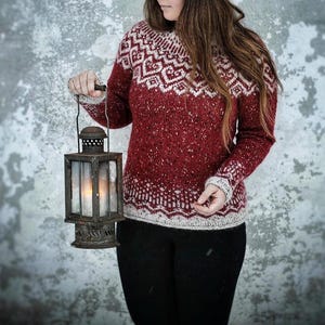 Suéter Fair Isle hecho a mano: canesú nórdico, lana tweed Sandnes