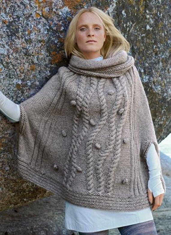 Poncho with sleeves for women cape. Sweater for women wool | Etsy