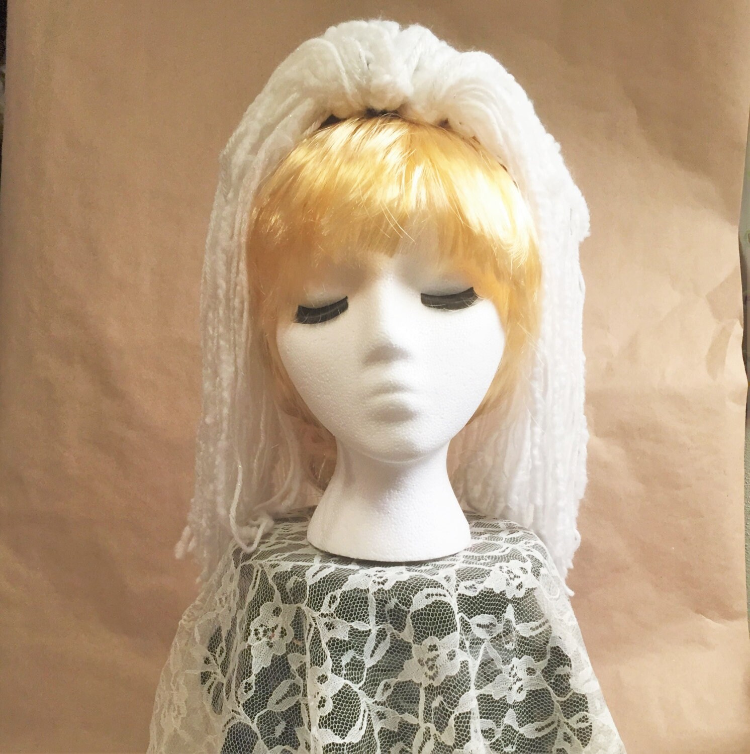 Yarn Dread Pair 2 Hair Falls 20 White