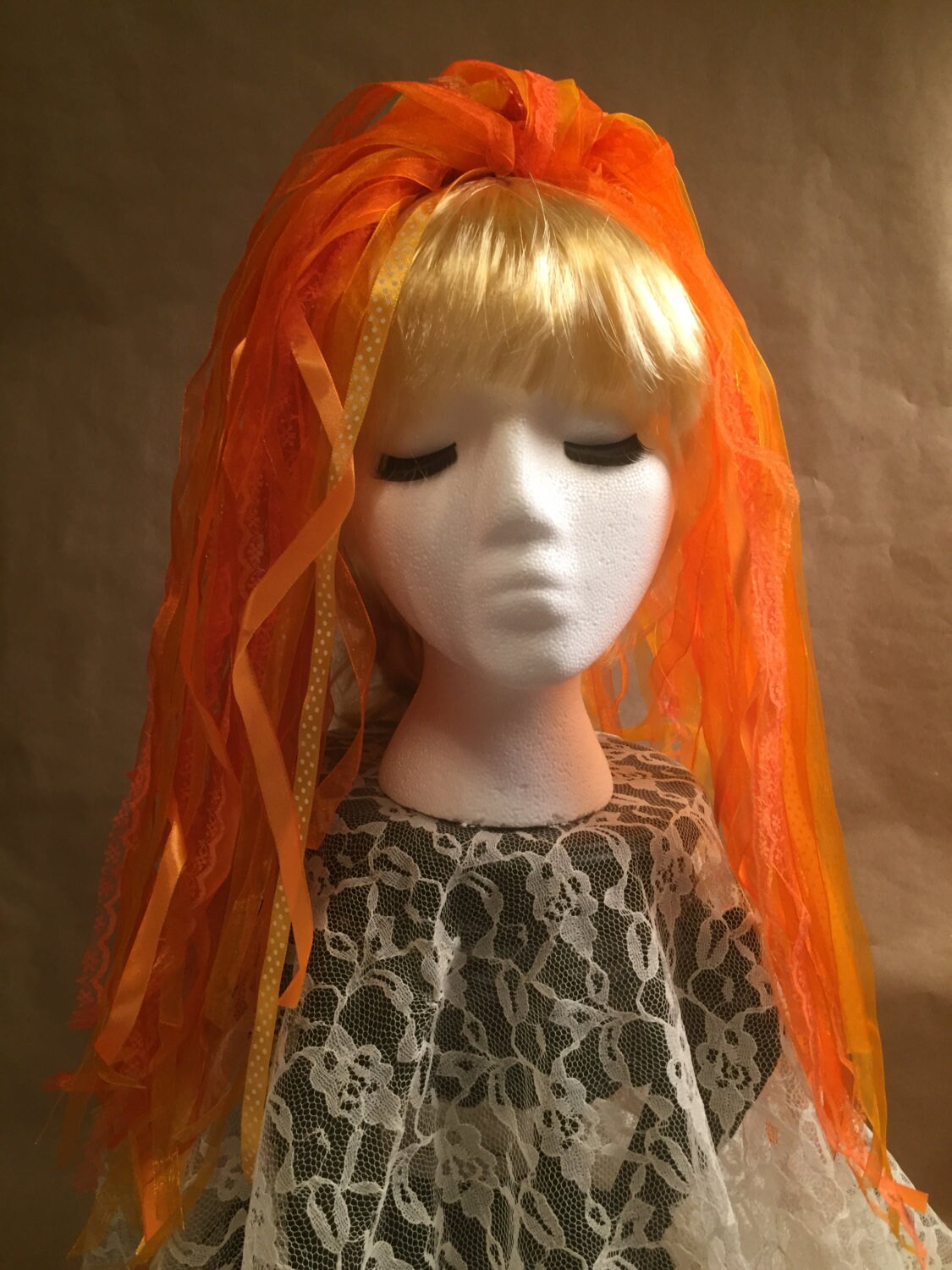 Ribbon Dread Pair Hair Falls 20 Orange