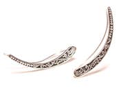 Delicate Ear Crawlers with ornaments made of genuine 925 sterling silver, ear climber, ear jacket, ear cuff