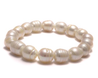 Pearl bracelet white elegant, freshwater cultured pearl natural, wedding bridal jewelry, infinity bracelet noble, pearl simple maid of honor gift