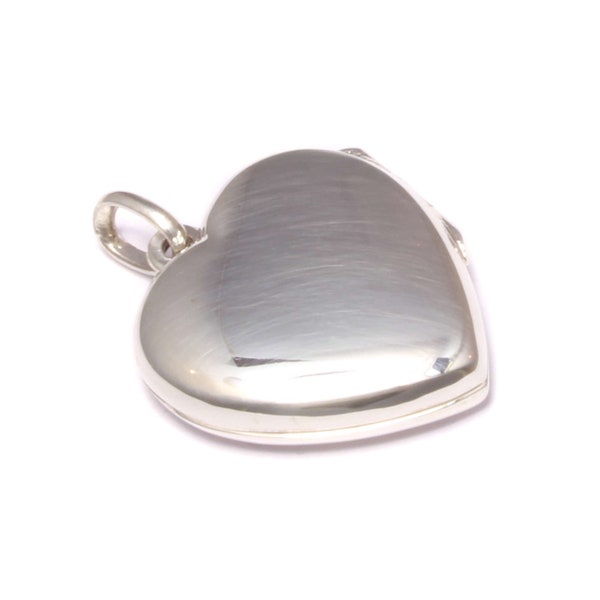 Glattes Herz Silber Medaillon aus 925 Sterling Silber