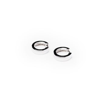 Small real silver hoop earrings, 925 silver earrings nickel-free, unisex folding hoop earrings, men&#39;s hoop earrings, men&#39;s folding hoop earrings rhodium-plated