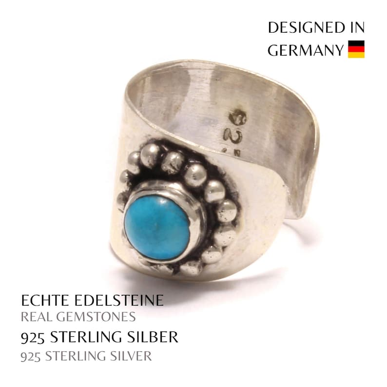 Ohrschmuck ohne Stechen – Ohrclip mit Türkis-Edelstein aus 925er Silber