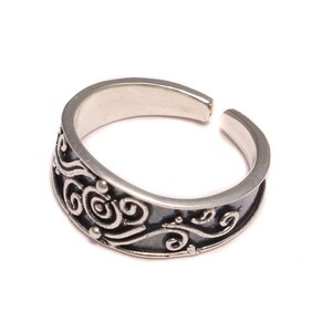 Patterned round open-toe ring in real 925 sterling silver image 7
