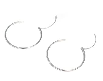 40 mm genuine silver hoops, retro 925 silver earrings, nickel-free silver earrings, thin ladies hoops, vintage style 925 hoops, hoops large