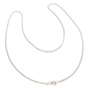 55 cm curb chain 2 mm, 925 Sterling silver, flat curb chain necklace, link chain silver chain fine, chain for pendant delicate