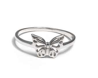 Anello per bambini in argento sterling 925 con farfalla, anello carino, anello per bambini, anello in argento 925, anello per bambini, gioielli per bambini, gioielli per bambini